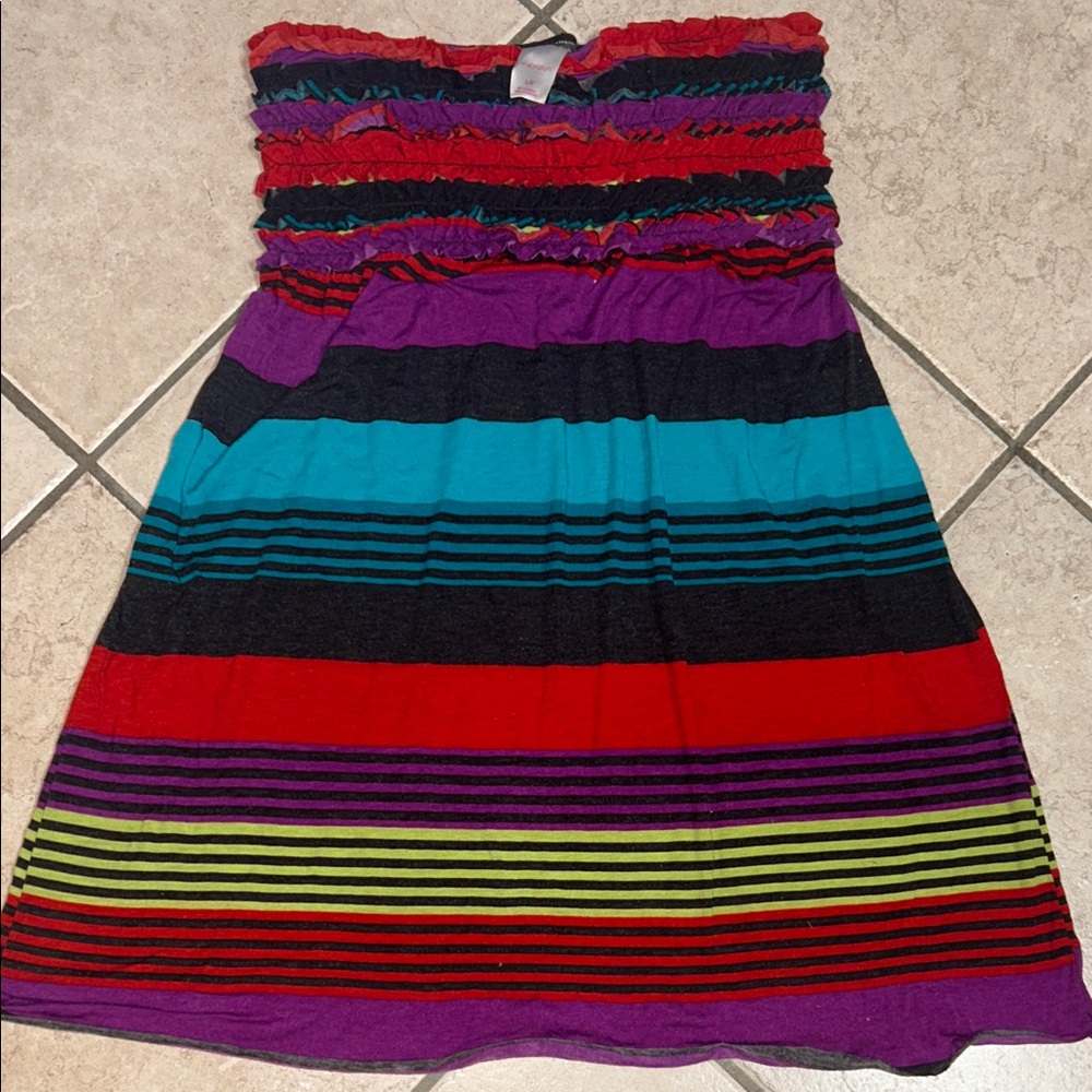 Ladies Multicolor Stripe Sundress or swim coverup  - Purple, black Teal, Red